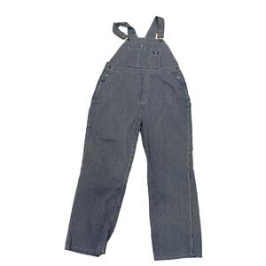 VTG USA Works Bib Overalls Mens 40X30 Carpenter Workwear Pinstripe Jumpsuit Blue